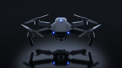 AERION E88 matte black drone hovering in studio